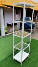 Barely Used White Iron Display Shelf With Transparent Glass - Image 5