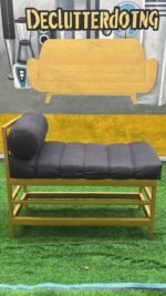 Barely Used Armless Chair With Golden Stand And Pillow - Image 2