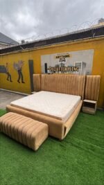 Barely Used Top Quality 6by6 Tufted Upholstery Bedframe With Full Orthopedic Mattress, 2Side Drawers And Ottoman - Image 7