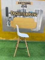 White And Brown Wooden Bar Stool - Image 2
