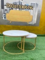 White And Gold 2 in one Marble Center Table - Image 6