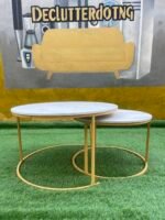 White And Gold 2 in one Marble Center Table - Image 7