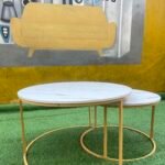 White And Gold 2 in one Marble Center Table