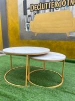 White And Gold 2 in one Marble Center Table - Image 3