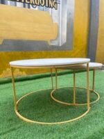 White And Gold 2 in one Marble Center Table - Image 2