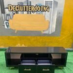 Barely Used Glossy Wooden Tv Console With Double Drawer