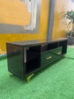 Barely Used Glossy Wooden Tv Console With Double Drawer - Image 6