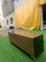 Barely Used Glossy Wooden Tv Console With Double Drawer - Image 4