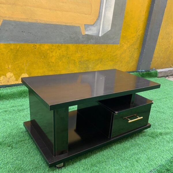 Glossy Brown Center Table With Drawer