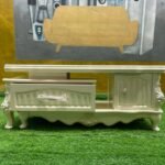 Barely Used Glass Top Quality Cream Tv Console With Drawer