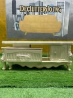 Barely Used Glass Top Quality Cream Tv Console With Drawer