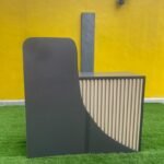 Neatly Used Dark Grey & Cream Reception Desk with Two Drawers