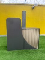 Neatly Used Dark Grey & Cream Reception Desk with Two Drawers