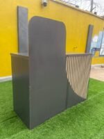 Neatly Used Dark Grey & Cream Reception Desk with Two Drawers - Image 4