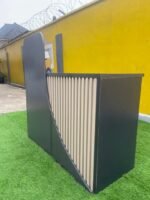 Neatly Used Dark Grey & Cream Reception Desk with Two Drawers - Image 3