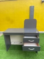 Neatly Used Dark Grey & Cream Reception Desk with Two Drawers - Image 6