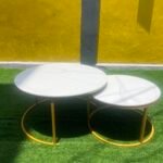 Brand New 2in1 Real Marble Top Minimalist Center Table With Iron Stand