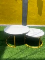 Brand New 2in1 Real Marble Top Minimalist Center Table With Iron Stand