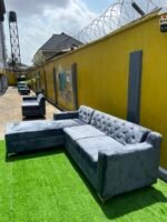 Brand New Grey Tufted 5 Seater Left L- Shape Sofa - Image 5