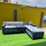 Brand New Grey Tufted 5 Seater Right L- Shape Sofa