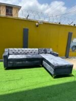 Brand New Grey Tufted 5 Seater Right L- Shape Sofa