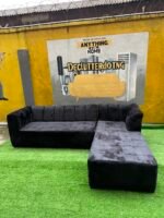 Brand New 5 Seater Black Sued L Shape Tufted Sofa - Image 2