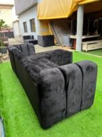 Brand New 5 Seater Black Sued L Shape Tufted Sofa - Image 5