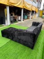 Brand New 5 Seater Black Sued L Shape Tufted Sofa - Image 7