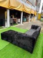 Brand New 5 Seater Black Sued L Shape Tufted Sofa - Image 8