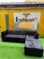 Brand New 5 Seater Black Sued L Shape Tufted Sofa - Image 10