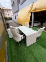 Neatly Used Top Quality Imported Tempered Glass Top Office Table With Ceo Chair And Two Visitors Chairs - Image 10