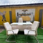 Neatly Used Top Quality Imported Tempered Glass Top Office Table With Ceo Chair And Two Visitors Chairs