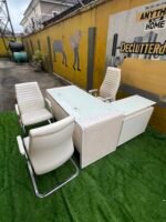 Neatly Used Top Quality Imported Tempered Glass Top Office Table With Ceo Chair And Two Visitors Chairs - Image 15