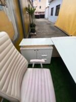 Neatly Used Top Quality Imported Tempered Glass Top Office Table With Ceo Chair And Two Visitors Chairs - Image 16