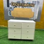 Neatly Used Top Quality White Glossy Wood Chest Drawer With Six Drawer Compartment