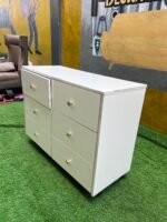 Neatly Used Top Quality White Glossy Wood Chest Drawer With Six Drawer Compartment - Image 7