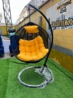 Relatively New Yellow & Black Swing Chair With Headrest - Image 3