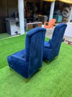Neatly Used Blue Accent Armless Chair With Pillows - Image 2