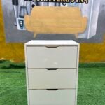 Barely Used Top Quality White Glossy HDF Wood Chest Drawer With Gold Taping