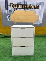Barely Used Top Quality White Glossy HDF Wood Chest Drawer With Gold Taping