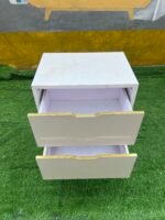 Barely Used Top Quality White Glossy HDF Wood Chest Drawer With Gold Taping - Image 2