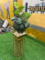 Barely Used Top Quality Gold Plated Artificial Flower Vase - Image 4